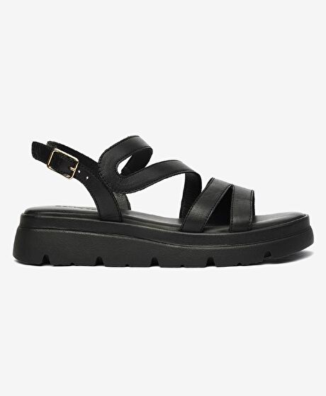 Kadın Siyah Hakiki Deri Sandalet