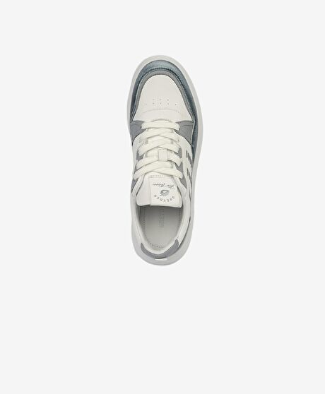 Kadın Mavi Beyaz Hakiki Deri Sneaker Ayakkabı