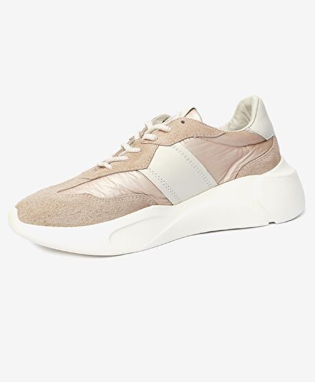 Kadın Krem Hakiki Deri Spor Ayakkabı