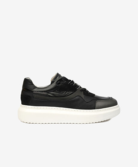 Kadın Siyah Hakiki Deri Sneaker Ayakkabı