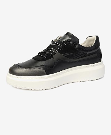 Kadın Siyah Hakiki Deri Sneaker Ayakkabı