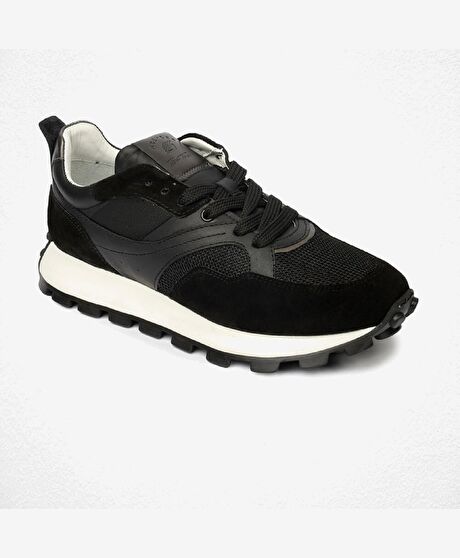 Kadın Siyah Hakiki Deri Spor Ayakkabı