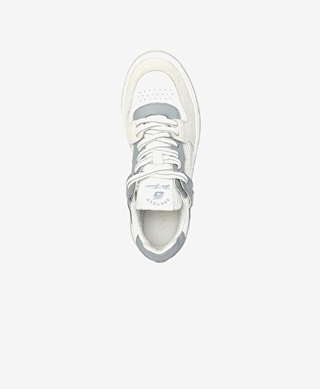 Kadın Beyaz Mavi Hakiki Deri Sneaker Ayakkabı