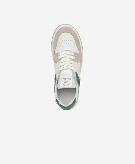 Kadın Ekru Yeşil Hakiki Deri Sneaker Ayakkabı
