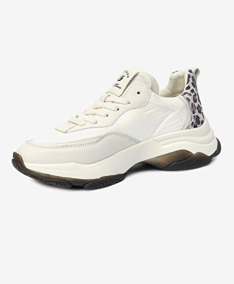 Kadın Kirli Beyaz Hakiki Deri Spor Ayakkabı