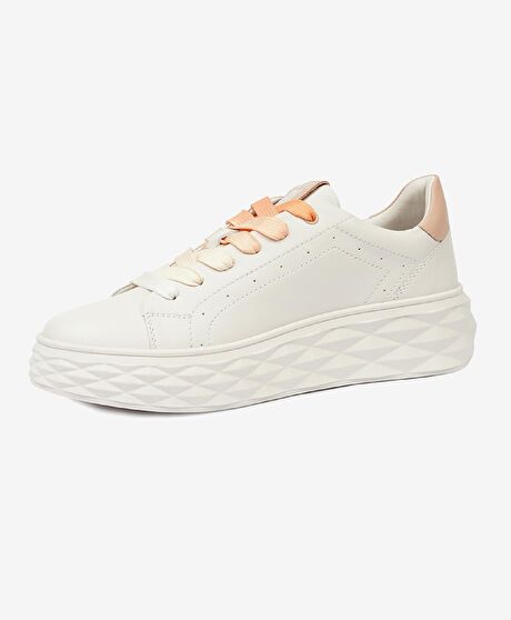 Kadın Kirli Beyaz Hakiki Deri Sneaker Ayakkabı