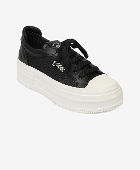 Kadın Siyah Hakiki Deri Sneaker Ayakkabı