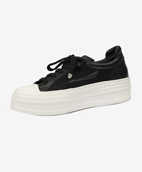 Kadın Siyah Hakiki Deri Sneaker Ayakkabı