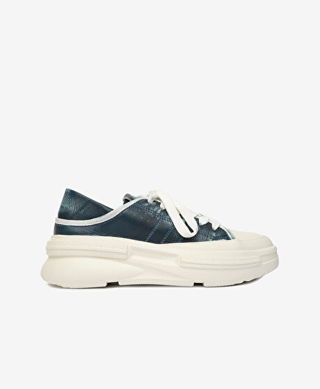 Kadın Mavi Hakiki Deri Sneaker Ayakkabı