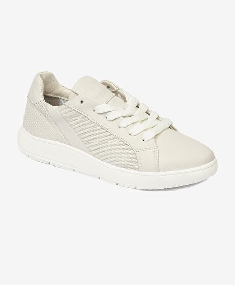 Kadın Kirli Beyaz Hakiki Deri Sneaker Ayakkabı