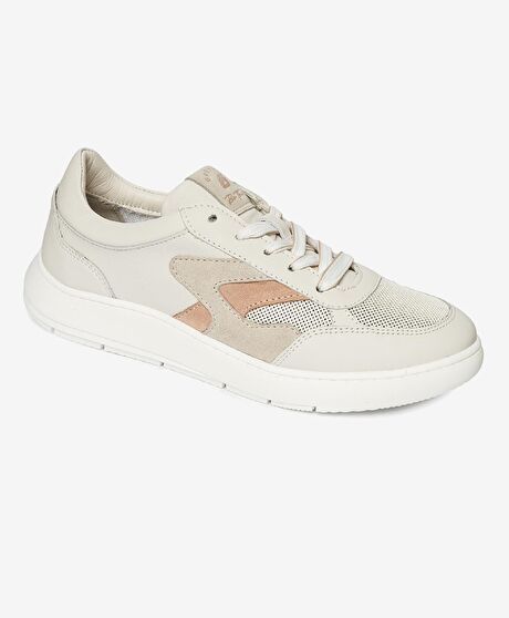 Kadın Kirli Beyaz Hakiki Deri Sneaker Ayakkabı