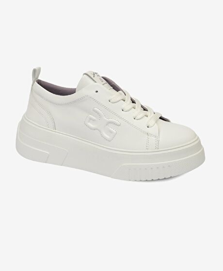 Kadın Beyaz Hakiki Deri Sneaker Ayakkabı