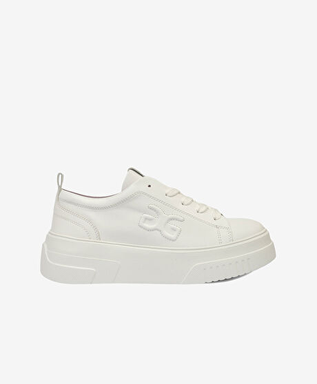 Kadın Beyaz Hakiki Deri Sneaker Ayakkabı