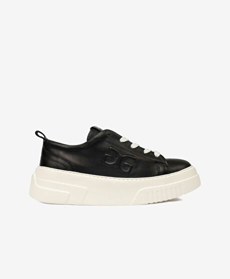 Kadın Siyah Hakiki Deri Sneaker Ayakkabı