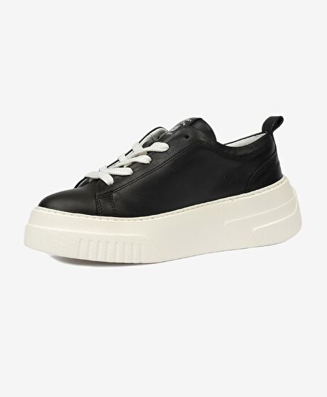 Kadın Siyah Hakiki Deri Sneaker Ayakkabı