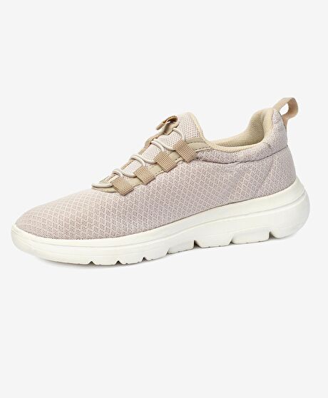 Kadın Krem Hakiki Deri Spor Ayakkabı