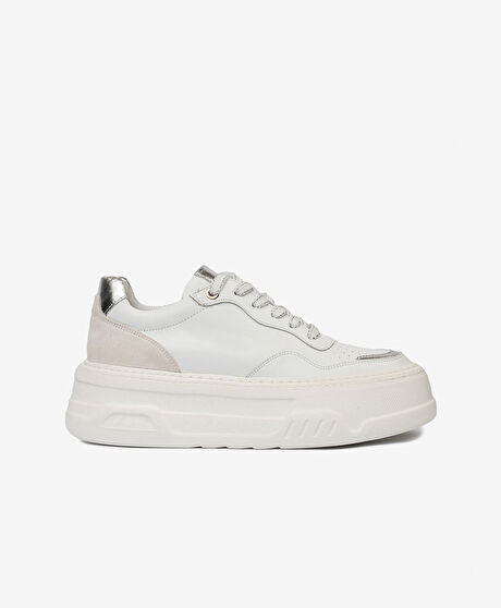 Kadın Beyaz Gümüş Sneaker Ayakkabı