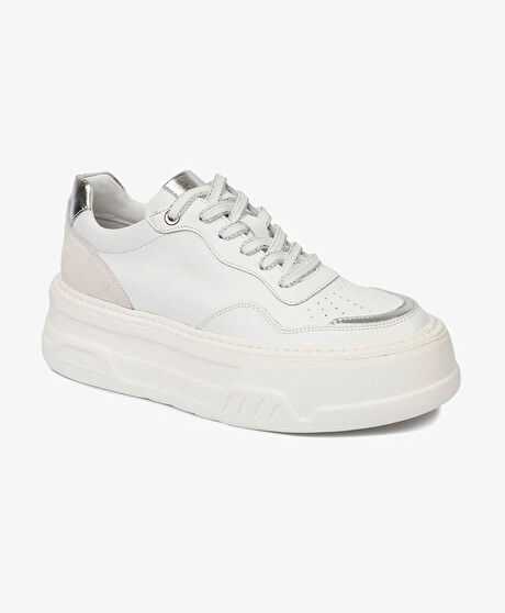 Kadın Beyaz Gümüş Sneaker Ayakkabı