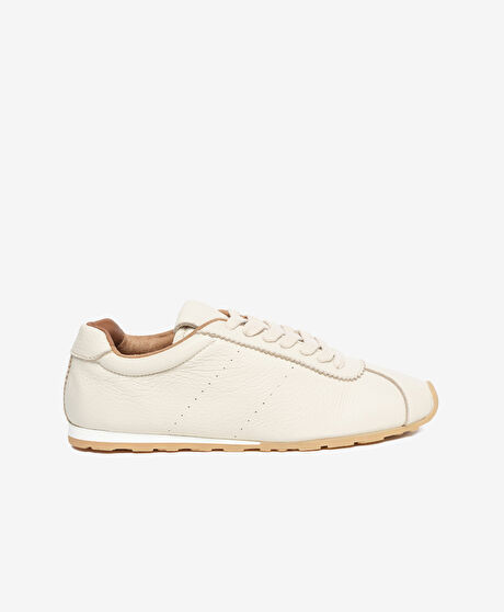 Kadın Bej Hakiki Deri Sneaker Ayakkabı