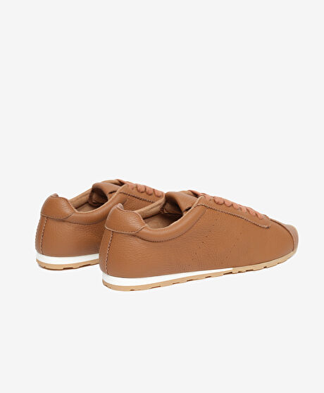 Kadın Taba Hakiki Deri Sneaker Ayakkabı