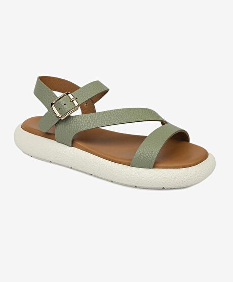 Kadın Su Yeşili Hakiki Deri Sandalet