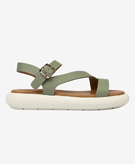 Kadın Su Yeşili Hakiki Deri Sandalet