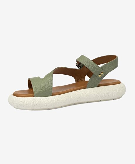 Kadın Su Yeşili Hakiki Deri Sandalet