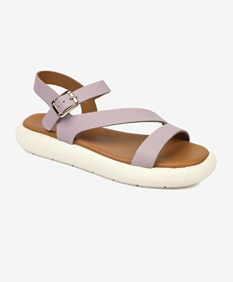 Kadın Lila Hakiki Deri Sandalet