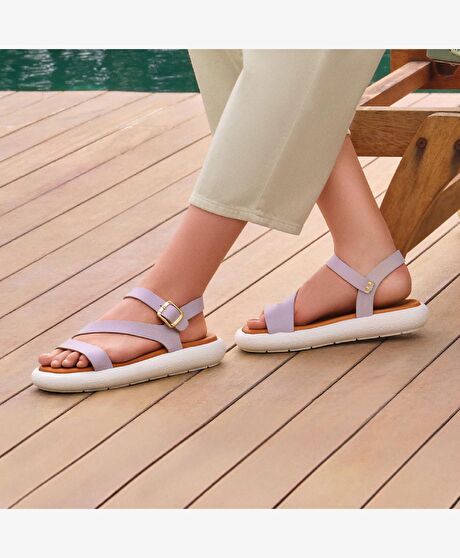 Kadın Lila Hakiki Deri Sandalet