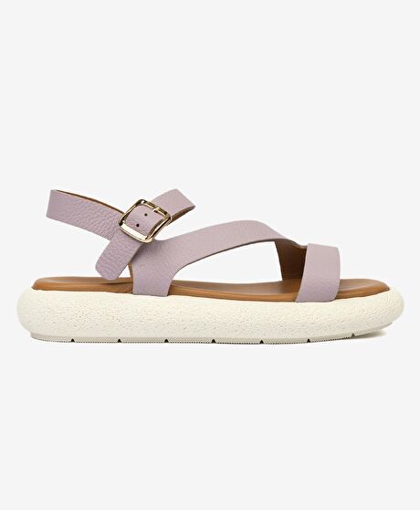 Kadın Lila Hakiki Deri Sandalet
