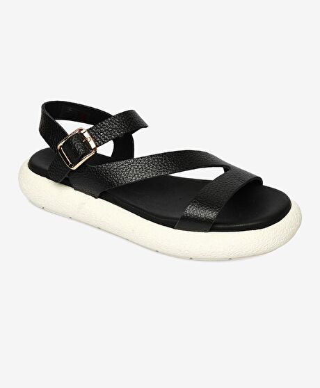 Kadın Siyah Hakiki Deri Sandalet