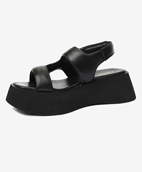 Kadın Siyah Hakiki Deri Sandalet