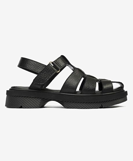 Kadın Siyah Hakiki Deri Sandalet