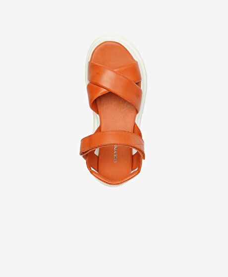 Kadın Turuncu Hakiki Deri Sandalet