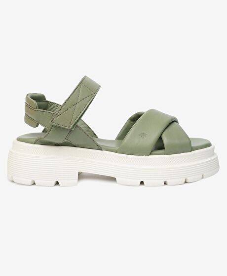 Kadın Su Yeşili Hakiki Deri Comfort Sandalet