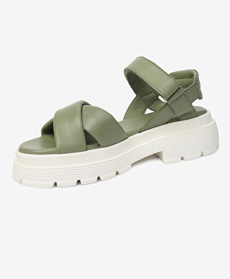 Kadın Su Yeşili Hakiki Deri Comfort Sandalet