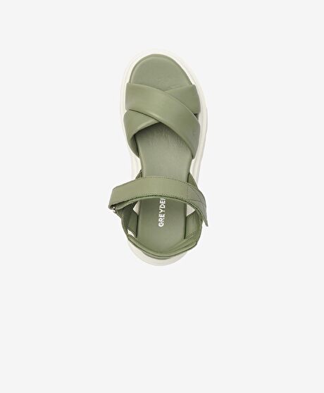 Kadın Su Yeşili Hakiki Deri Comfort Sandalet