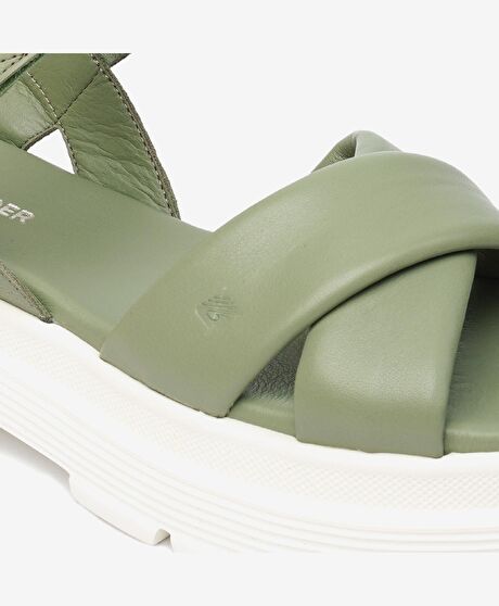 Kadın Su Yeşili Hakiki Deri Comfort Sandalet