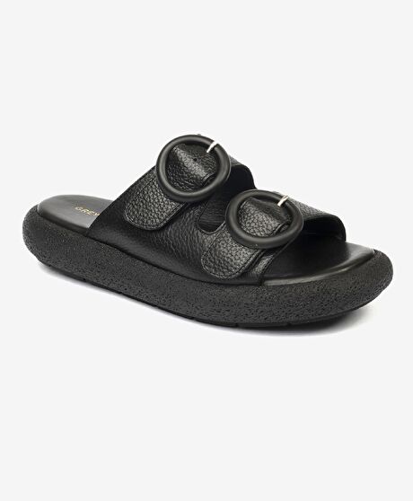 Kadın Siyah Hakiki Deri Terlik