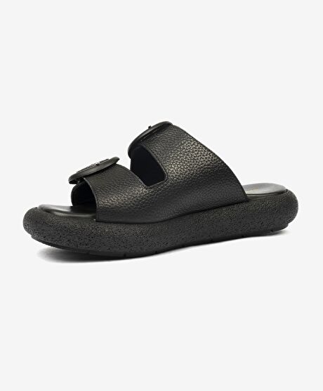 Kadın Siyah Hakiki Deri Terlik