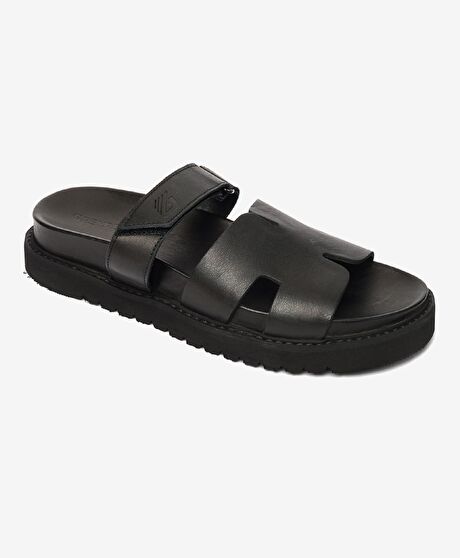 Kadın Siyah Hakiki Deri Terlik