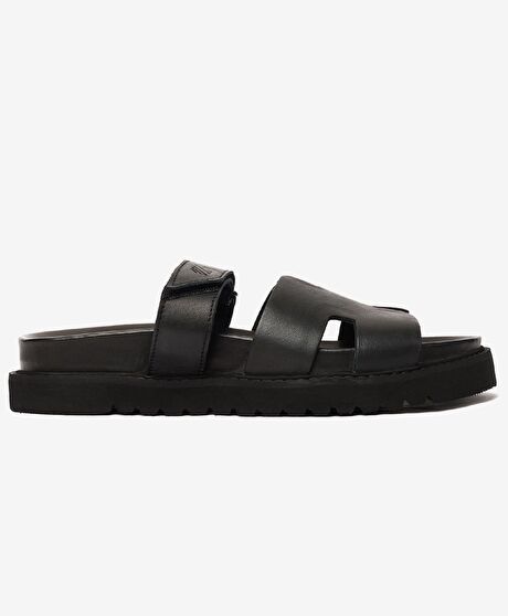 Kadın Siyah Hakiki Deri Terlik