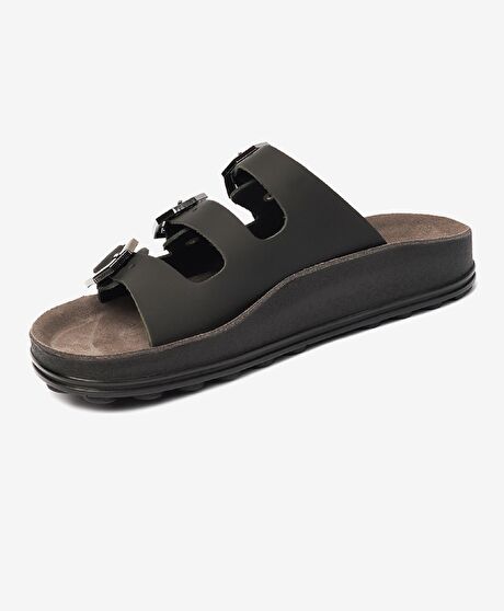 Kadın Siyah Hakiki Deri Terlik