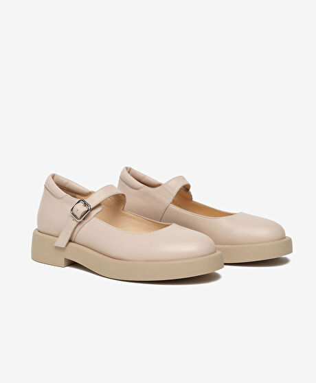 Kadın Krem Hakiki Deri Loafer Ayakkabı