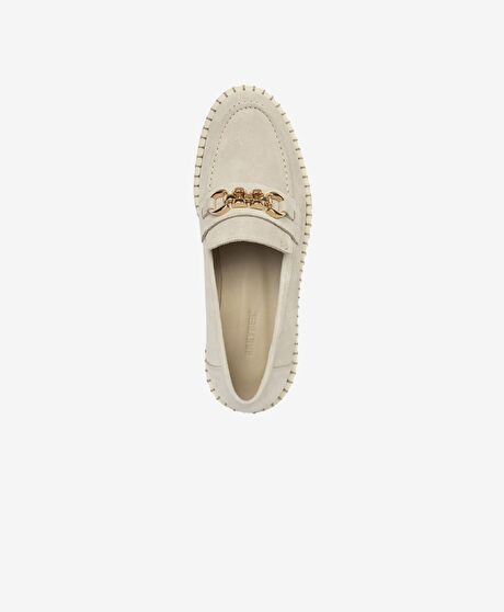 Kadın Bej Hakiki Deri Loafer Ayakkabı