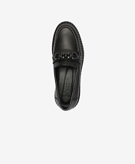 Kadın Siyah Hakiki Deri Loafer Ayakkabı