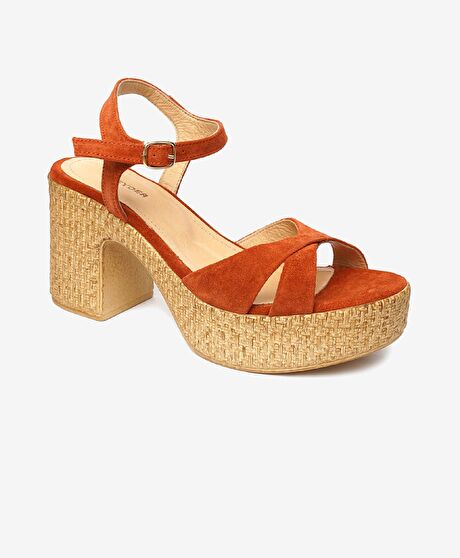 Kadın Turuncu Hakiki Deri Sandalet