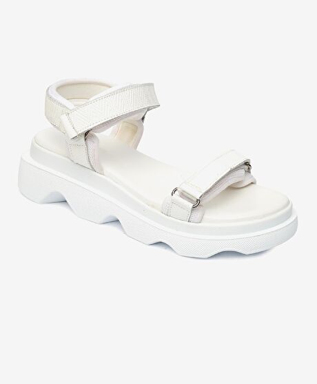 Kadın Beyaz Hakiki Deri Comfort Sandalet