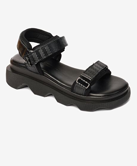 Kadın Siyah Hakiki Deri Sandalet