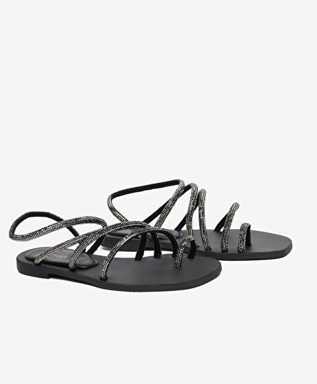 Kadın Siyah Hakiki Deri Sandalet